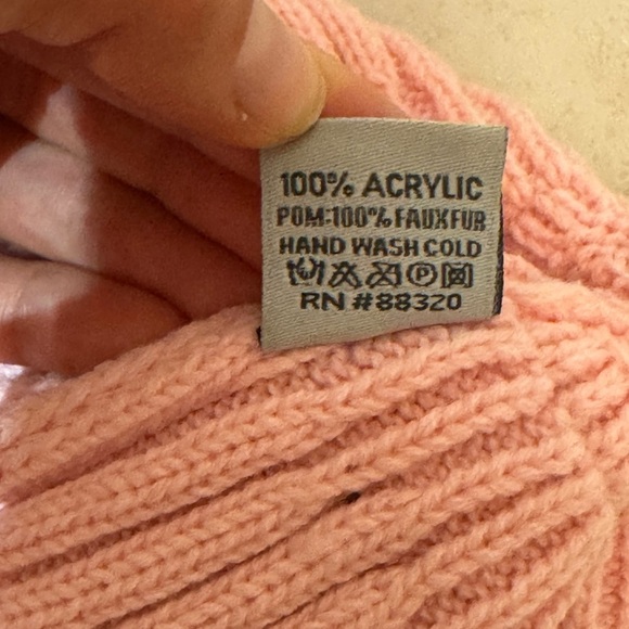 C.C Baby Pink Knit Double Pom Beanie Hat – Faux Fur, Made in Korea - Picture 5 of 5